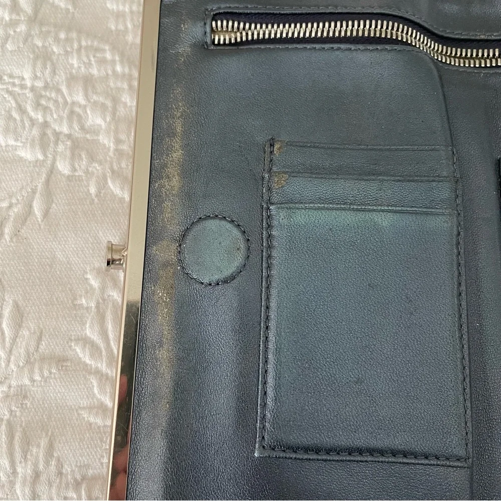 HOBO Grey Blue Leather Wallet Clutch.